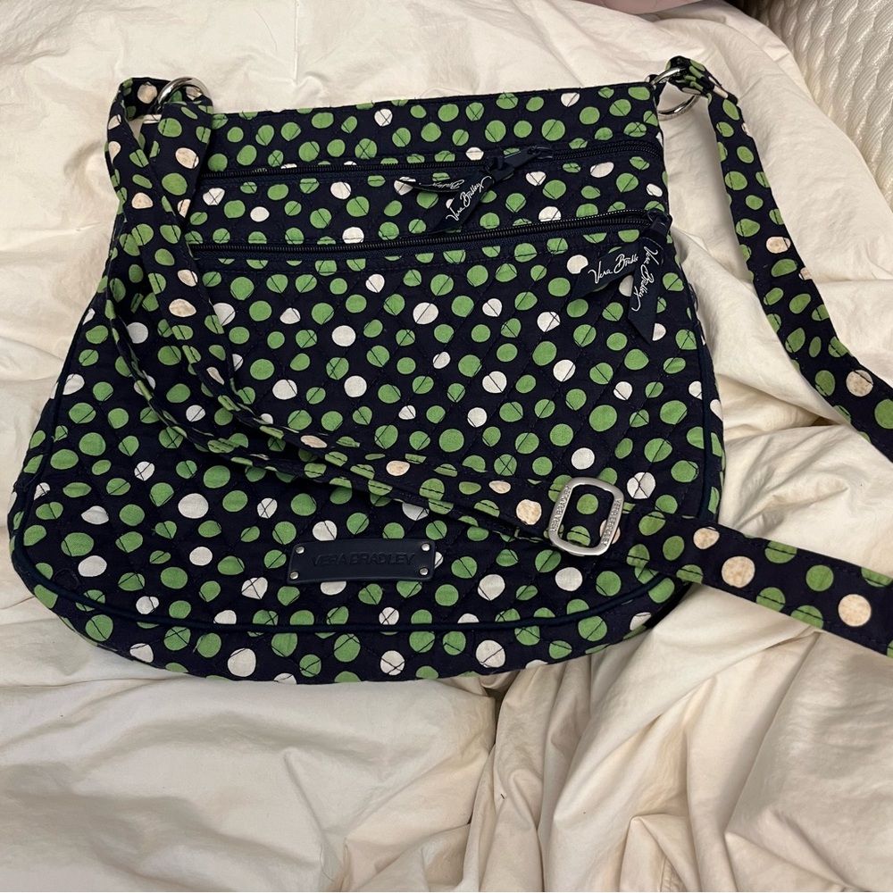 Vera Bradley green polka dot shoulder bag tote
